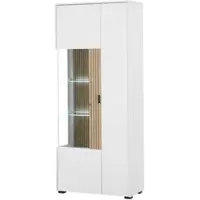 Furn.Design Vitrine weiß matt, Eiche 75 cm, Schrank 10 Fächer und Soft-Close-Funktion | Gr.: onesize