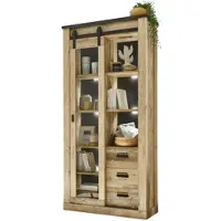 Furn.Design Vitrine Used Wood hell, anthrazit, Vitrinenschrank mit Schiebetür | Gr.: onesize