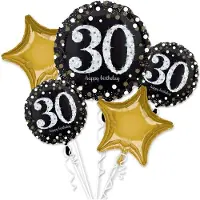Amscan folienballons Sparkling Birthday 30 schwarz/gold 5-tlg