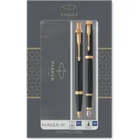 Parker - IM Duo Geschenkset mit Kugelschreiber und Füller - Hochglänzend Schwarz mit Goldzierteilen
