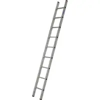 Krause Anlegeleiter Sibilo, 1-teilig, 9 Sprossen, bis 150 kg, Fußstopfen, B 360 x T 60 x H 2700 mm, Aluminium
