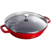 Staub Gusseisen-Wok 30 cm mit Deckel, Kirschrot