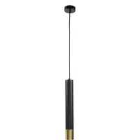 Licht-Erlebnisse Hängeleuchte schmal GU10 Metall Schwarz Gold Ø 5,5 cm Pendelleuchte Esszimmer Wohnzimmer