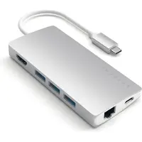 Satechi ST-TCMAM, USB 3.2 Gen 1 (3.1 Gen 1) Type-C, IEEE 802.3, IEEE 802.3ab, IEEE 802.3u, Grau, SD, HDMI, RJ-45, USB 3.2 Gen 1 (3.1 Gen 1) Type-A, Aluminium
