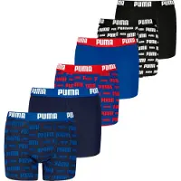 Puma Jungen Boxer Shorts, 6er Pack - Everyday Logo Print Boxers ECOM 6P, Cotton Stretch