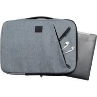 Exacompta Laptophülle Business, für Laptops 15-16'', gepolstert, Griff & Reißverschlussfach, B 410 x T 25 x H 310 mm, Post-Consumer-Polyester, grau