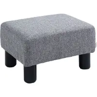 HOMCOM Fußhocker gepolstert Fußhocker für Wohnzimmer Schlafzimmer Leinen Touch dunkelblau 833-666