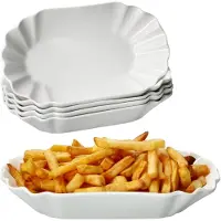 MamboCat 6er Set FRIES Pommes-Schale oval weiß aus Porzellan 19,5x10,7cm – 24302114 ****Vorpackplatz: REGAL A /// PLATZ 120