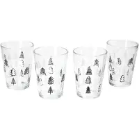 Ritzenhoff & Breker 4er Set TREE GREY WINTER Weihnachtsbaum Weihnachtsgläser mit schwarzen & weißen Tannenbäumen – 817348