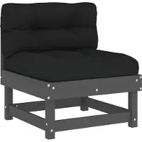 vidaXL Mittelsofa mit Kissen Grau Massivholz Kiefer