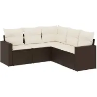vidaXL 5-tlg. Garten-Sofagarnitur mit Kissen Braun Poly Rattan