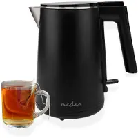 Pricenet Wasserkocher - 1.5 l - Kunststoff - Schwarz - Um 360 Grad drehbar - Verdecktes Heizelement - Strix Controller - Boil-dry protection