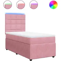 vidaXL Boxspringbett mit Matratze Rosa 100x200 cm Samt