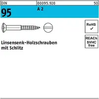 Hörger & Geßler Holzschraube DIN 95 Linsensenkkopf Schlitz 6 x 50 A 2