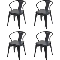 Mendler 4er-Set Esszimmerstuhl MCW-H10d, Stuhl Küchenstuhl, Chesterfield Metall Kunstleder Industrial Gastronomie schwarz-grau