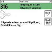 FAST-X Flügelschraube DIN 316 M 16 x 50 Temperguss/Stahl galvanisch verzinkt
