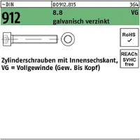 FAST-X Zylinderschraube DIN 912 m.Innensechskant VG M 8 x 70 8.8 galvanisch verzinkt