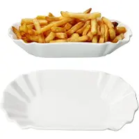 MamboCat 2x Frietjes XL Pommesschale oval weiß Currywurst-Schale Servier-Teller Porzellan