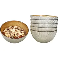 MamboCat 6x Kairo Gold Müslischale 500ml Glas 6 Personen Dessert-Bowl Relief
