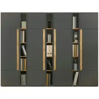 Furn.Design Aktenschrank Set 7-teilig grau matt, Eiche 260 cm, Kombination mit 35 Fächern | Gr.: onesize