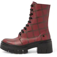 Art für Damen. 11375F1X2003_ESP Lederstiefeletten 1375F rot (40), Wohnung, 3 bis 5 cm, Schnürsenkel, Reißverschluss, Lässig