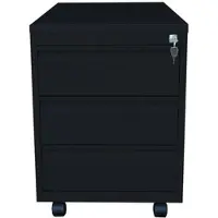 LÜLLMANN Büro Rollcontainer Bürocontainer mit 3 Schubladen 610 x 460 x 590 mm (HxBxT) Schwarz 505306