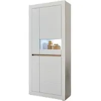 Furn.Design VITRINE weiß matt, Evoke Eiche, Vitrinenschrank 85 x 198 cm, Soft-Close-Funktion