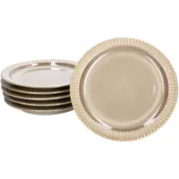MamboCat 6er Set Kuchenteller Bistro Ø 22 cm Steingut braun Retro