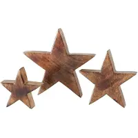 Boltze B. 3tlg Set Deko-Aufsteller Stern Clozzy aus Mango-Holz - 2024534
