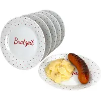 MamboCat 6er Set Berta Brotzeit / Bratzeit Teller 6 Personen Grill-Platt Frühstücksteller