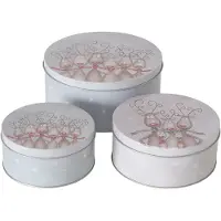 Boltze 3tlg Set Gebäckdose Magnus rund Ø13,5-20cm aus Metall Plätzchenbox Weihnachtskekse