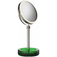 DECOR WALTHER Make-up Spiegel Kristall KSA mit Schälchen Grün Satiniert Nickel (4x + 1x Vergrößerung)