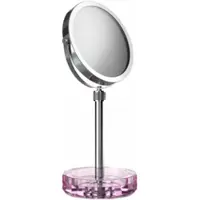 DECOR WALTHER Make-up Spiegel Kristall KSA mit Schälchen Rosa Chrom (4x + 1x Vergrößerung)
