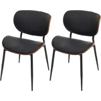 MCW 2er-Set Esszimmerstuhl MCW-O45, Stuhl, Bugholz Kunstleder 280g/m² MVG Walnuss-Optik, schwarz