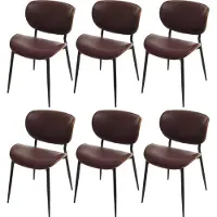 MCW 6er-Set Esszimmerstuhl MCW-O45, Stuhl, Bugholz Kunstleder 280g/m² MVG Walnuss-Optik, vintage braun