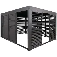 Mendler Alu Pergola MCW-L46, Pavillon Terrassenüberdachung, 7x Lamellenpaneel 7x Schiebetüren, 11cm-Gestell, 3x4m anthrazit