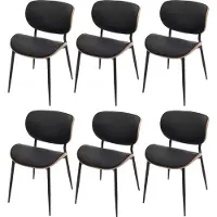 Mendler 6er-Set Esszimmerstuhl MCW-O45, Stuhl, Bugholz Kunstleder 280g/m² MVG natur, schwarz
