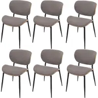 Mendler 6er-Set Esszimmerstuhl MCW-O45, Bugholz Stoff (370g/m²) MVG- natur, hellgrau