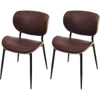 Mendler 2er-Set Esszimmerstuhl MCW-O45, Bugholz Kunstleder 280g/m² MVG- natur, vintage braun