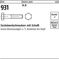 FAST-X Sechskantschraube DIN 931 m.Schaft M 12 x 170 8.8