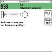 FAST-X Sechskantschraube DIN 933 VG M 12 x 180 8.8 galvanisch verzinkt