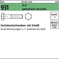 FAST-X Sechskantschraube DIN 931 m.Schaft M 16 x 95 8.8 galvanisch verzinkt