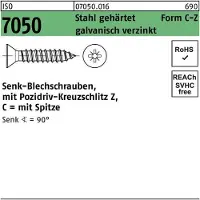 Industrial Quality Supplies Blechschraube ISO 7050 SEKO m.Spitze/Kreuzschlitz-PZ 5,5x 45 -C-Z Stahl gehärtet galvanisch verzinkt