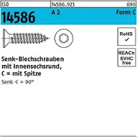 Industrial Quality Supplies Senkblechschraube ISO 14586 m.Innensechsrund/Spitze 4,8 x 25 -C T25 A 2