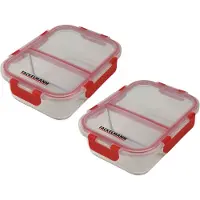 Fackelmann Set mit 2 Glas-Lunchboxen - - Move - Zwei Fächer - 1000 ml