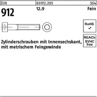 FAST-X Zylinderschraube DIN 912 m.Innensechskant M 12 x1,5 x 30 12.9