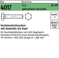 Bufab Sechskantschraube ISO 4017 VG M 8 x 25 5.6 AD W7 galvanisch verzinkt