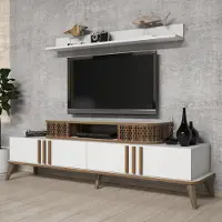 Skye Decor , Eylül - White, TV-Einheit, Weiß, 100 % MELAMINBESCHICHTETE SPANPLATTEN, 168 x 39 x 51,6 cm