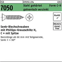 Hörger & Geßler Blechschraube ISO 7050 SEKO m.Spitze/Kreuzschlitz-PH 4,2 x 25 -C-H Stahl gehärtet galvanisch verz...