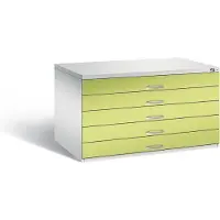 C+P Zeichnungsschrank, DIN A0, 5 Schubladen, Höhe 420 mm, lichtgrau / viridingrün